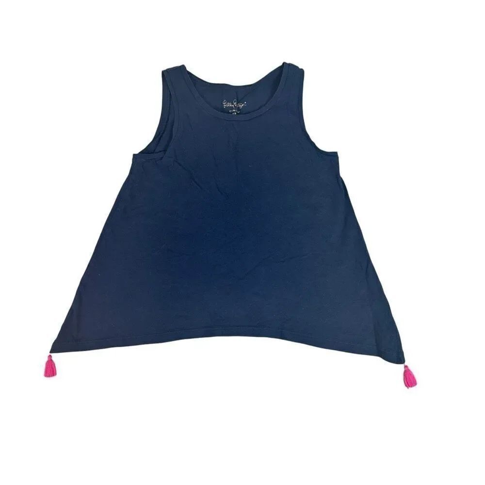 Lilly Pulitzer Girls Medium Blue Tassel Tank